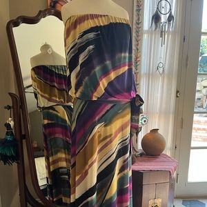 Sexy drop waist strapless maxi dress